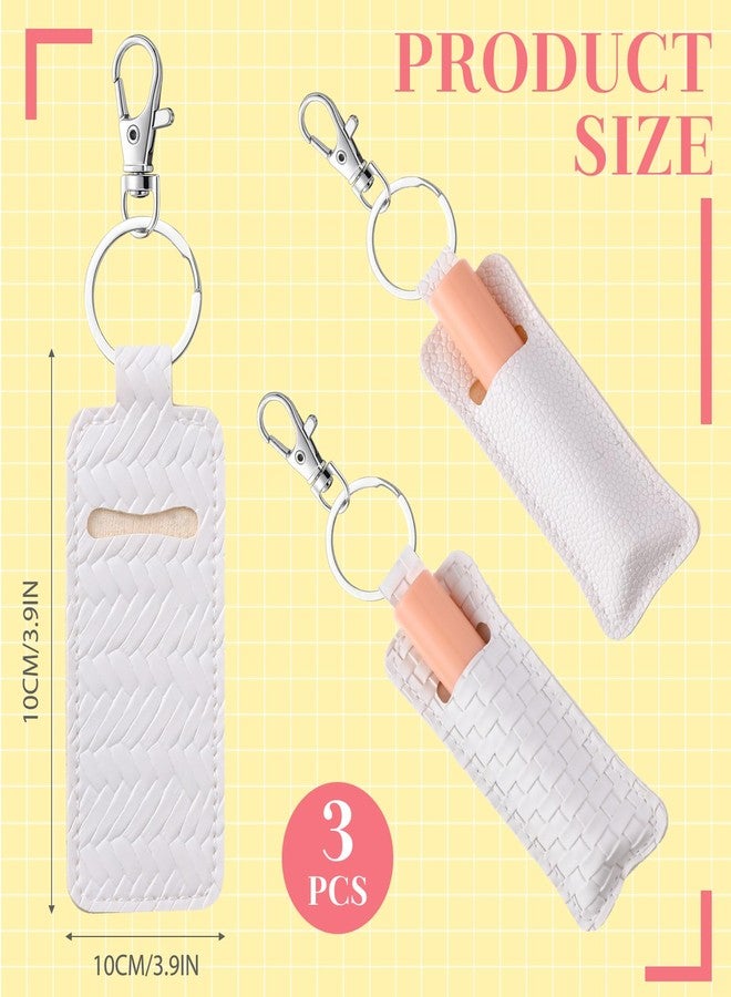 Cosblank 3 Pcs Lipstick Holder Keychain PU Leather Lip Balm Holder Potable Lipstick Keychain Case Organizer for Women Christmas Travel Holiday Gift - Image 2